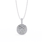 Round Cut Cluster Diamond Pendant Necklace with Double Halo –  Elegant Fine Jewelry