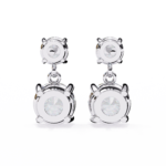 3.20 Carat Round Cut Diamond Two-Stone Drop Earrings – Elegant Jewelry Collection - Image 2