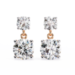 3.20 Carat Round Cut Diamond Two-Stone Drop Earrings – Elegant Jewelry Collection - Image 10