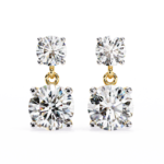 3.20 Carat Round Cut Diamond Two-Stone Drop Earrings – Elegant Jewelry Collection - Image 5