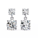 3.20 Carat Round Cut Diamond Two-Stone Drop Earrings – Elegant Jewelry Collection