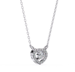 Round Brilliant Cut Diamond Halo Pendant with Heart Frame - Modern Fine Jewelry - Image 2