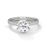 Elegant 2.22 Carat Round Cut Six-Prong Diamond Solitaire Ring With Round Side Stones – Perfect for Engagements