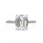 1.86 Carat Emerald Cut Hidden Halo Diamond Engagement Ring With Round Side Stones for Women – Luxury Bridal Jewelry