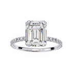 1.86 Carat Emerald Cut Hidden Halo Diamond Engagement Ring With Round Side Stones for Women – Luxury Bridal Jewelry - Image 2
