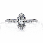 1.36 Carat Marquise Cut Hidden Halo Diamond Engagement Ring with Round Side Stones – Elegant Bridal Ring