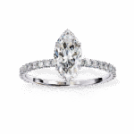 1.36 Carat Marquise Cut Hidden Halo Diamond Engagement Ring with Round Side Stones – Elegant Bridal Ring - Image 2