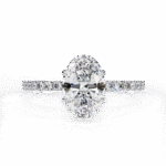 1.36 Carat Oval Cut Hidden Halo Diamond Engagement Ring with Round Side Stones – Elegant Bridal Ring