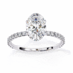 1.36 Carat Oval Cut Hidden Halo Diamond Engagement Ring with Round Side Stones – Elegant Bridal Ring - Image 2