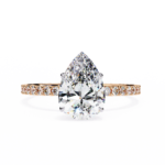 1.36 Carat Pear Cut Hidden Halo Diamond Engagement Ring with Round Side Stones – Elegant Bridal Ring - Image 9