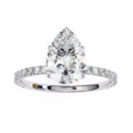 1.36 Carat Pear Cut Hidden Halo Diamond Engagement Ring with Round Side Stones – Elegant Bridal Ring - Image 2
