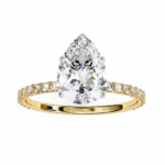 1.36 Carat Pear Cut Hidden Halo Diamond Engagement Ring with Round Side Stones – Elegant Bridal Ring - Image 6