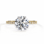 1.36 Carat Round Cut Hidden Halo Diamond Engagement Ring with Round Side Stones – Elegant Bridal Ring - Image 5