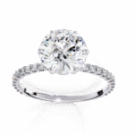 1.36 Carat Round Cut Hidden Halo Diamond Engagement Ring with Round Side Stones – Elegant Bridal Ring - Image 2