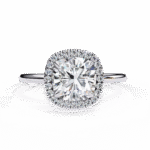 1.24 Carat Cushion Cut Halo Diamond Engagement Ring – Elegant Bridal Jewelry