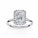 1.20 Carat Radiant Cut Halo Diamond Engagement Ring with Round Side Stones – Elegant Bridal Jewelry - Image 2