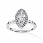 1.20 Carat Marquise Cut Halo Diamond Engagement Ring with Round Side Stones – Elegant Bridal Jewelry - Image 2