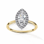 1.20 Carat Marquise Cut Halo Diamond Engagement Ring with Round Side Stones – Elegant Bridal Jewelry - Image 6
