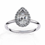 1.18 Carat Pear Cut Halo Diamond Engagement Ring with Round Side Stones – Elegant Bridal Jewelry - Image 2