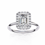 1.20 Carat Emerald Cut Halo Diamond Engagement Ring with Round Side Stones – Elegant Bridal Jewelry - Image 2