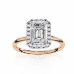 1.20 Carat Emerald Cut Halo Diamond Engagement Ring with Round Side Stones – Elegant Bridal Jewelry - Image 9