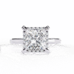 2.36 Carat Princess Cut Hidden Halo Engagement Ring with Round Side Stones – Luxury Diamond Jewelry