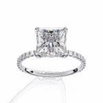 2.52 Carat Princess Cut Hidden Halo Diamond Engagement Ring with Round Side Stones – Elegant Bridal Ring - Image 2