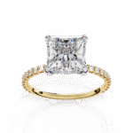 2.52 Carat Princess Cut Hidden Halo Diamond Engagement Ring with Round Side Stones – Elegant Bridal Ring - Image 6