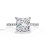 2.52 Carat Princess Cut Hidden Halo Diamond Engagement Ring with Round Side Stones – Elegant Bridal Ring