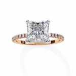 2.34 Carat Princess Cut Hidden Halo Diamond Engagement Ring with Round Side Stones- Luxury Diamond Jewelry - Image 9