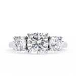 Three Stone 2 Carat Cushion Cut Diamond Engagement Ring for Women – Elegant Bridal Jewelry