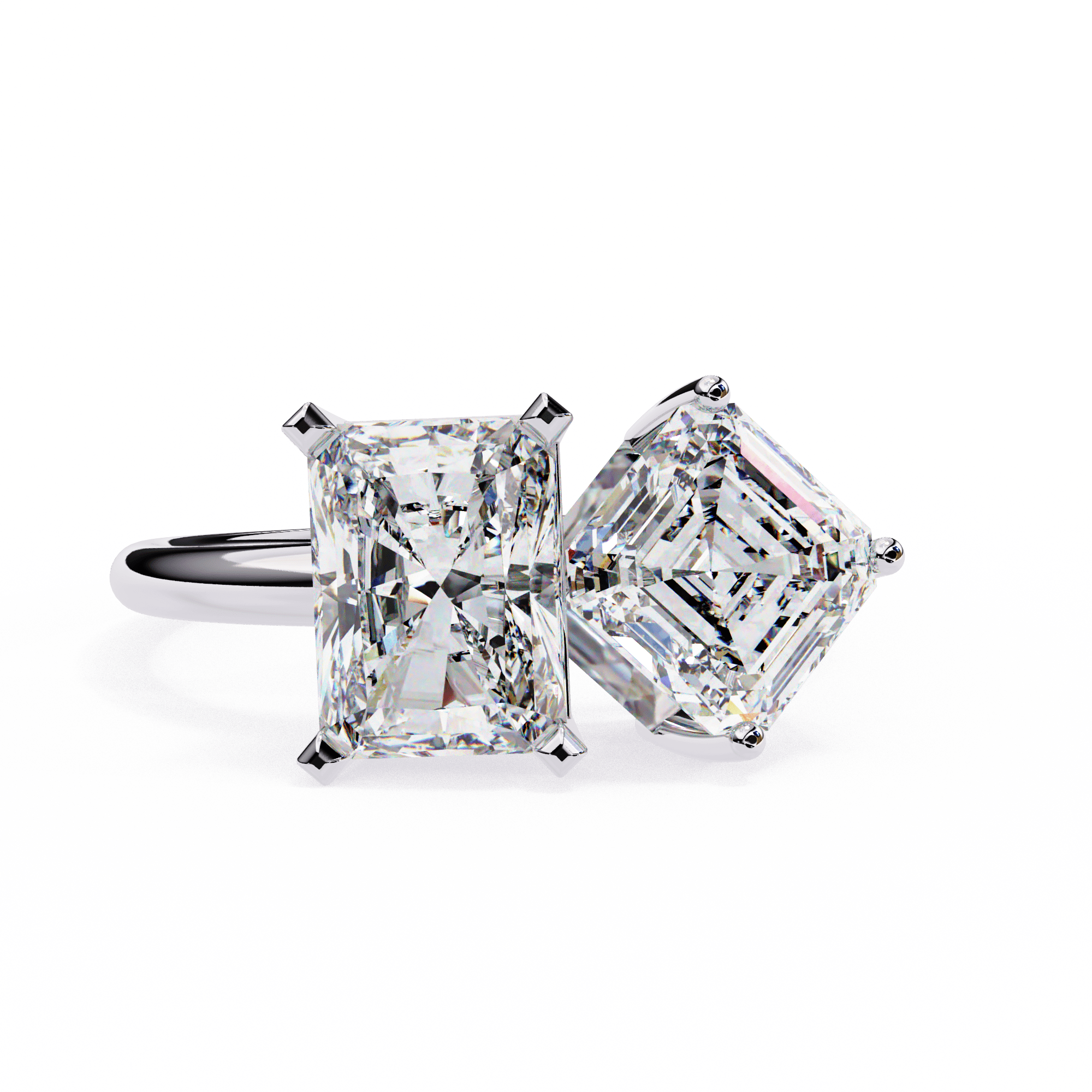 CAD-273_1_1410c14c-1eee-4cd6-813a-52852e9aaea0 Toi et Moi 2.00 Carat Radiant & Asscher Cut Diamond Engagement Ring – Two Stone Bridal Jewelry - Image 1