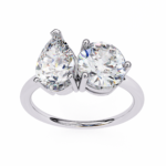 Toi et Moi 2.00 Carat Pear & Round Cut Diamond Engagement Ring – Two Stone Bridal Jewelry - Image 2