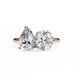 Toi et Moi 2.00 Carat Pear & Round Cut Diamond Engagement Ring – Two Stone Bridal Jewelry - Image 9
