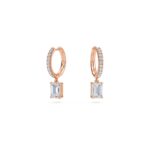 1.40 Carat Emerald Cut Diamond Drop Hoop Earrings with Round Side Stones – Elegant Fine Jewelry - Image 7