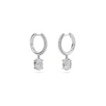 1.40 Carat Oval Cut Diamond Drop Hoop Earrings with Round Side Stones – Elegant Fine Jewelry - Image 2