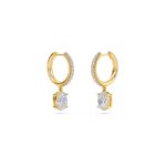 1.40 Carat Oval Cut Diamond Drop Hoop Earrings with Round Side Stones – Elegant Fine Jewelry - Image 5