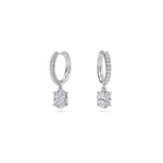 1.40 Carat Oval Cut Diamond Drop Hoop Earrings with Round Side Stones – Elegant Fine Jewelry