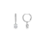 1.40 Carat Oval Cut Diamond Drop Hoop Earrings with Round Side Stones – Elegant Fine Jewelry - Image 3