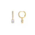 1.40 Carat Oval Cut Diamond Drop Hoop Earrings with Round Side Stones – Elegant Fine Jewelry - Image 6