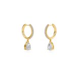 1.40 Carat Pear Cut Diamond Drop Hoop Earrings with Round Side Stones – Elegant Fine Jewelry - Image 5