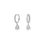 1.40 Carat Pear Cut Diamond Drop Hoop Earrings with Round Side Stones – Elegant Fine Jewelry