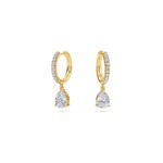 1.40 Carat Pear Cut Diamond Drop Hoop Earrings with Round Side Stones – Elegant Fine Jewelry - Image 4