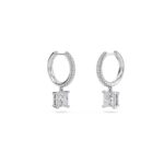 1.40 Carat Princess Cut Diamond Drop Hoop Earrings with Round Side Stones – Elegant Fine Jewelry - Image 2