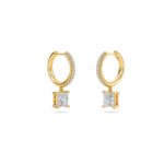 1.40 Carat Princess Cut Diamond Drop Hoop Earrings with Round Side Stones – Elegant Fine Jewelry - Image 5