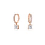 1.40 Carat Princess Cut Diamond Drop Hoop Earrings with Round Side Stones – Elegant Fine Jewelry - Image 9