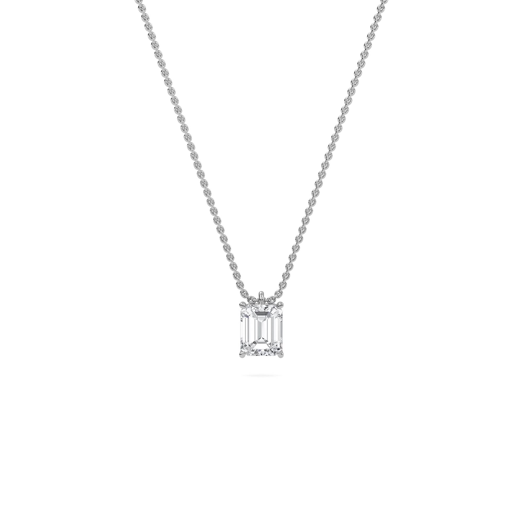 JWN5_FRONT_WHITE-1 1.00 Carat Emerald Cut Diamond Solitaire Pendant– Timeless Fine Jewelry - Image 1