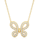 Round Cut Butterfly Pavé Diamond Pendant Necklace – Dainty Jewelry for Women - Image 5