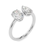 Toi et Moi 2 Carat Oval & Pear Cut Diamond Engagement Ring for Women – Two Stone Bridal Jewelry - Image 2