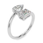 Toi et Moi 2 Carat Pear & Emerald Cut Diamond Engagement Ring for Women – Two Stone Bridal Jewelry - Image 2